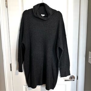 aerie Charcoal Gray Cowl Neck Sweater Tunic Dress